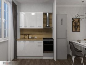 Кухонный гарнитур МДФ Выгодно и точка 1,5 м (белый глянец) в Нагорном - nagornoe.mebel-nsk.ru | фото