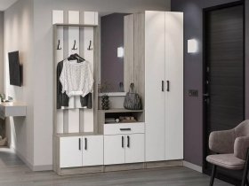 Модульная прихожая Вега (дуб крафт серый/белый) в Нагорном - nagornoe.mebel-nsk.ru | фото