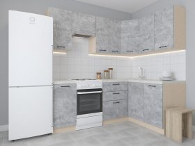 Модульная угловая кухня 1,4м*2,1м Лада (цемент) в Нагорном - nagornoe.mebel-nsk.ru | фото