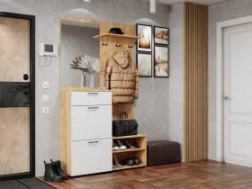 Прихожая Монтана (дуб крафт золотой/белый) в Нагорном - nagornoe.mebel-nsk.ru | фото